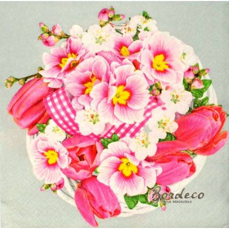 Serwetka decoupage seria DAISY prymulki i tulipany 33x33cm